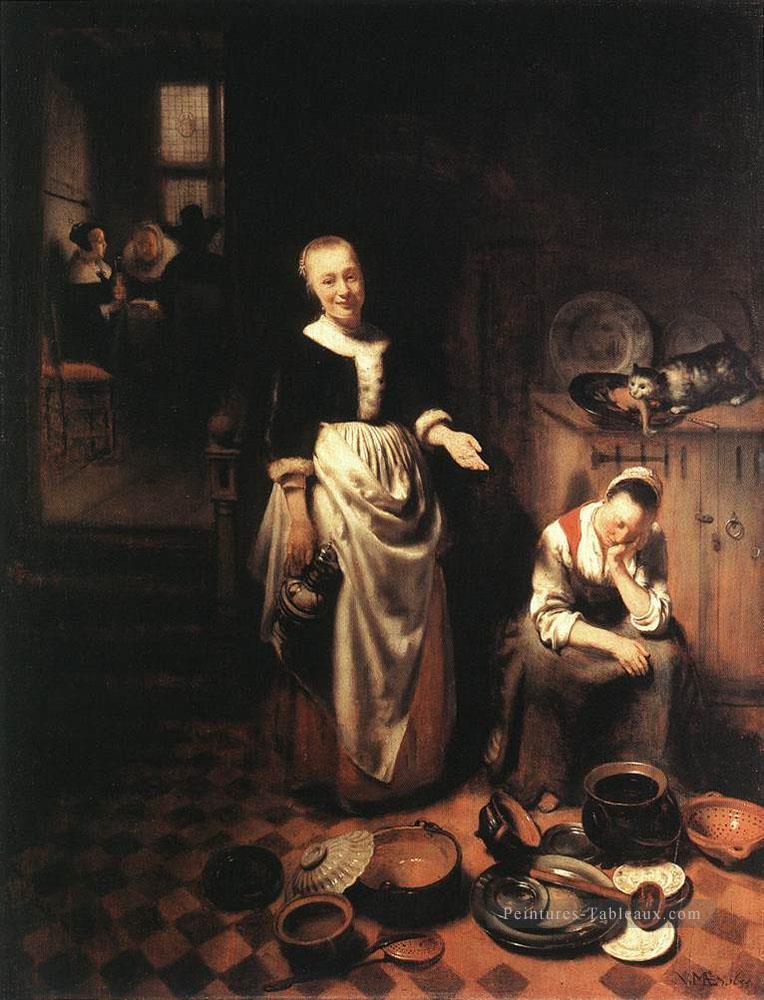 Le serviteur inactif Baroque Nicolaes Maes Peintures à l'huile
